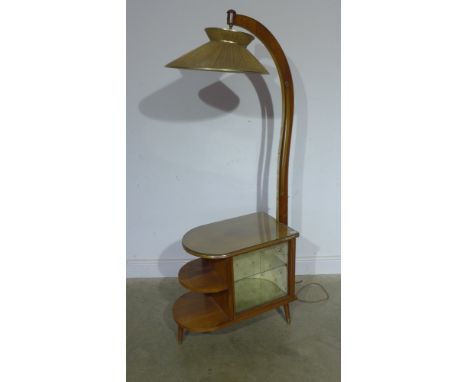 An Art Deco standard lamp cum display side cabinet by Barge of London - Height 1.76 m x Length 74 cm x 