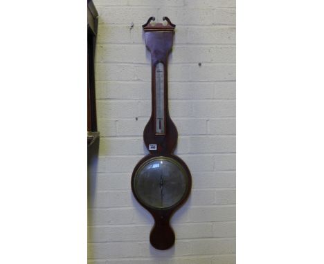 A 19th century mahogany wheel barometer by Joseph Ross Liskeard - Height 95 cm 