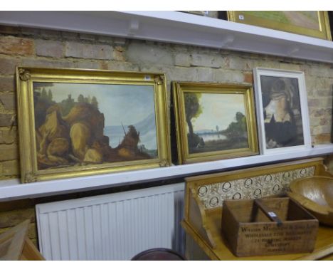 Three modern oil paintings by Henderson - in good giltwood frames - overall sizes 51 cm x 69 cm and 48 cm x 58 cm and an unfi