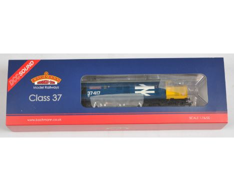 Bachmann OO Gauge 32-377DS Class 37 large logo blue "Highland Region" No.37417 with factory fitted sound. Detailing pack, bla