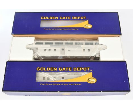 Golden Gate Depot O Gauge. Pair of Santa Fe 2-Rail Coaches. Comprising 2x Step Down No.535 &amp; 537. Conditions: Near Mint t