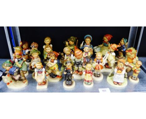A collection of vintage Hummel figures to include 'Barn Yard Hero', 'Dr', 'Postman', 'Goose Girl', 'Be Patient', (approx 24),