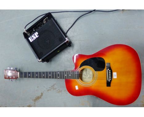 An Encore guitar, together with a ESP10 guitar amplifier, (2) 