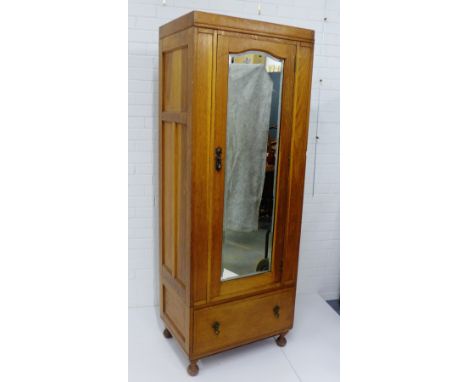 A light oak wardrobe with mirror panelled door, 184 x 70cm 