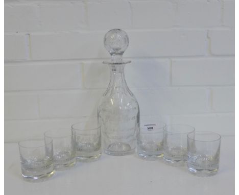 Robert The Bruce 700th Anniversary decanter and stopper, together with six Robert The Bruce tumblers, (7)