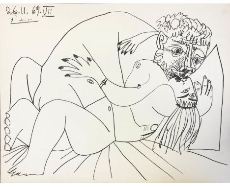 PABLO PICASSO 'Couple Nu, n.IV', lithograph, bears stamp verso for Mourlot/Spadem 1972, on Arches paper, 40cm x 50cm, framed.