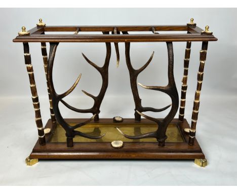 RED DEER ANTLERS STICK STAND, 93cm W x 68cm H x 38cm D, with a brass liner. 