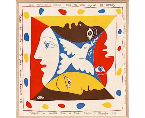 PABLO PICASSO (Spanish, 1881-1973) 'Foulard pour le Congress des Peuple pour la Paix', 1952, silkscreen on cotton, signed in 