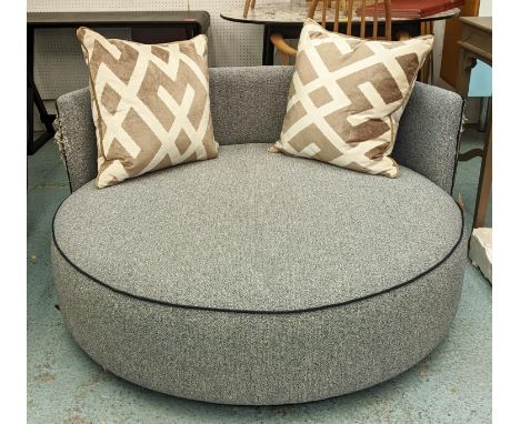 CIRCULAR SOFA, 130cm diam., Contemporay design, with two scatter cushions. 