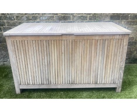 GARDEN 'STORAGE' TRUNK, 120cm W x 60cm D x 70cm H, close planked solid teak, with rising lid (soft close). 