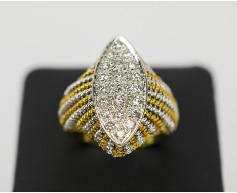 DRESS RING, 18ct gold diamond cluster dress ring, the setting with twenty-two small individually set diamonds, open backed, r