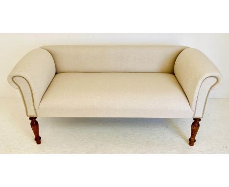 SOFA, of slight proportions, neutral upholstered 135cm wide. 