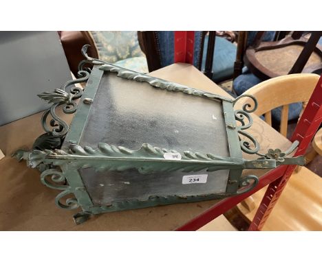Wall mounted glass and iron lantern 