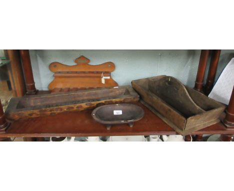 Collection of wooden items to include pipe rack etc. 