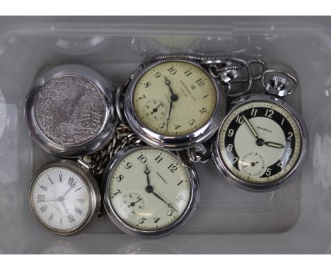 3 Ingersoll and Ingersoll Triumph mechanical pocket watches, plus Sekonda fob watch with chain, and 'Anti Magnetic ' version,