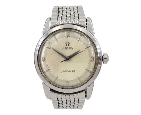 Omega Seamaster gentleman's stainless steel automatic wristwatch, Ref. Cal. 501, serial No. 15832615, case No. 3334, on origi