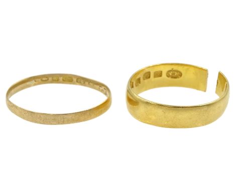 Victorian Scottish 22ct gold wedding band, Glasgow 1894 and one other Victorian 22ct gold band, Birmingham 1873Condition Repo