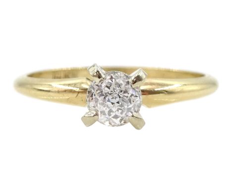 Gold single stone 'Crown of Light' diamond ring by Diamonds International, stamped 14K, diamond approx 0.50 caratCondition Re