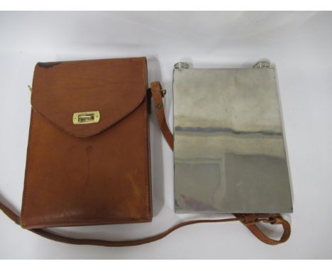 Large 20th Century leather cased double hip flask, stamped Flanigan's, Bond Street, made especially for Abercrombie &amp; Fit