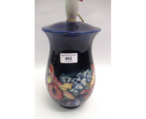 Moorcroft Orchid pattern baluster form pottery table lamp, 24cm highSome crazing, will need re-wiring