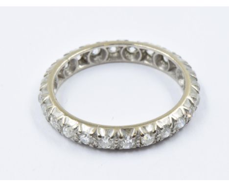 White metal diamond set full eternity ring, size O, 3.1g