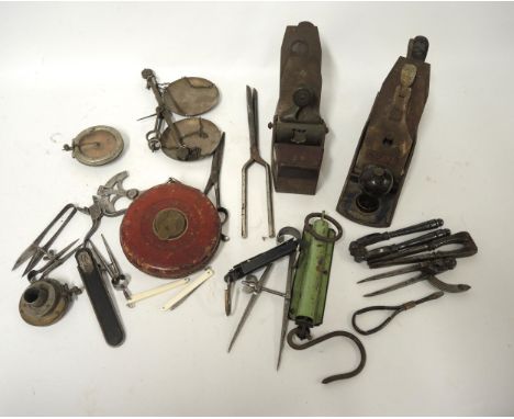 Two woodworking planes, together with a quantity of other engineering tools etc.