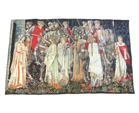 Modern machine woven tapestry panel after Edward Burne-Jones, 78 x 150cm, together with another similar