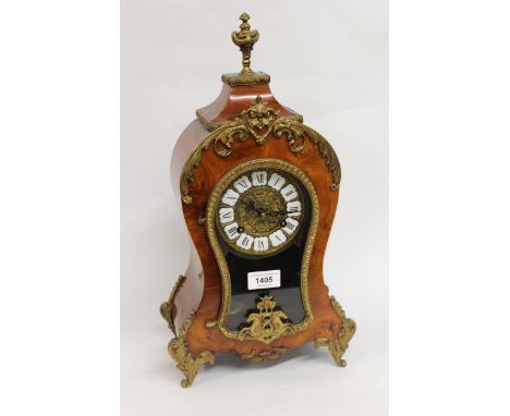 20th Century French style gilt metal mounted walnut two train mantel clock, 43cm high