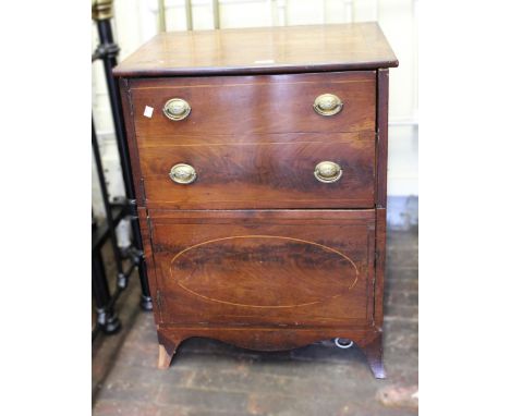 19th Century mahogany commode chest on splay supports (at fault), 59cm wide x 47cm deep x 78cm high
