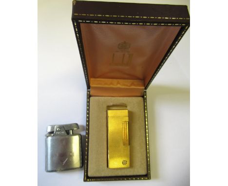 Dunhill gold plated cigarette lighter in original box, together with a Ronson cigarette lighter