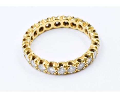 Yellow metal diamond set full eternity ring, size O, 4.4g