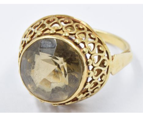 14ct Gold citrine set ring, size L, 4.8g