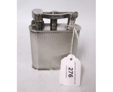 Dunhill silver plated table lighter, registered design number 737418, 10.5cm high