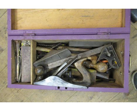Tool box containing a quantity of tools including a Stanley N220 plane