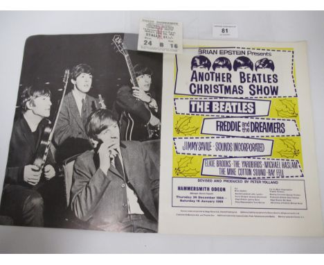 ' Another Beatles Christmas Show programme ' with ticket January 8th 1965Dimensions when opened out are 43 x 27.5cm. Appears 