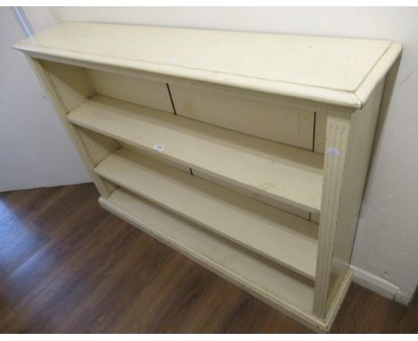 19th Century two shelf open bookcase with reeded decoration on plinth base, 122cm wide x 23cm deep x 89cm high