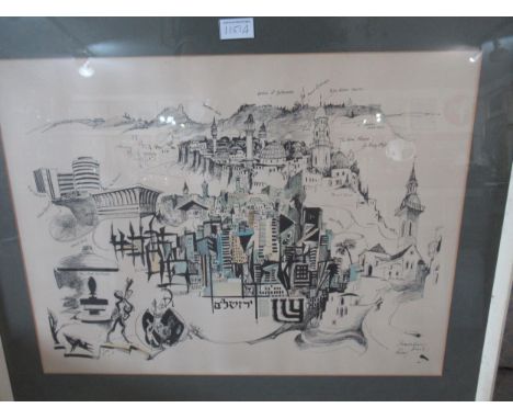William Papas, lithograph, Jersulaem, 42 x 56cm, framed
