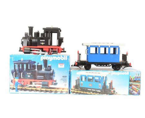 Playmobil - two original boxed Playmobil Sytem sets comprising of no. 4051, 4100 - G scale electric steam train locomotive en