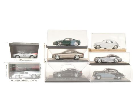 Diecast - a collection of 1/43 precision scale diecast model cars to include; Porsche Type 550 Spyder, Morgan Aeromax 2005, M