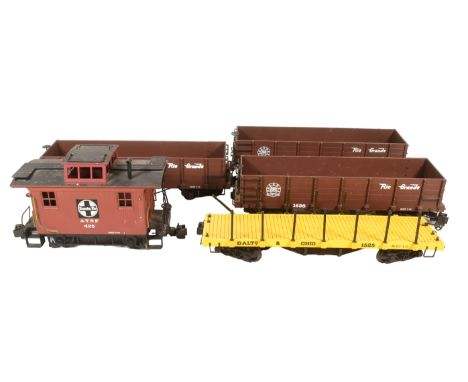 Model Railway – Bachmann G Scale - five unboxed Bachmann made model railway locomotive rolling stock wagon cars. Includes thr