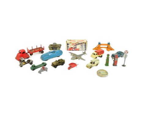Diecast - a collection of assorted early diecast models, including: an Ebee Toys diecast model Tower Bridge, Louis Marx Lumar