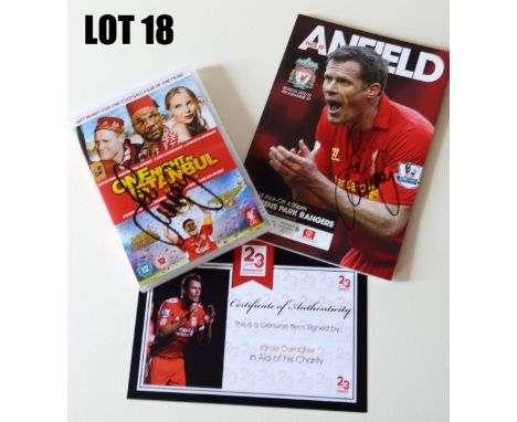 Jamie Carragher signed DVD (One Night in Istanbul) & Football Programme (Liverpool v QPR 19/05/13) complete with Certificate 