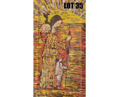 ‘The Shadowless Sun’ (50 x 98cm) Paint on Fabric - by Breda Whyte  1 of 5 lots - Breda Whyte is an Irish Artist living in Wal