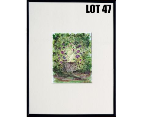 ‘Secret Garden’ (30 x 40cm) Collage/stitch/watercolour by Bryony Halsted - Bryony is an artist from Staffordshire who uses mi