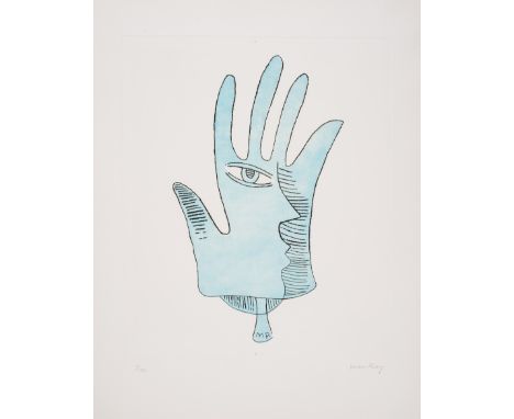 Man Ray (1890-1976)La Main BleueEtching with aquatint printed in colours, 1971, signed in pencil, numbered from the edition o