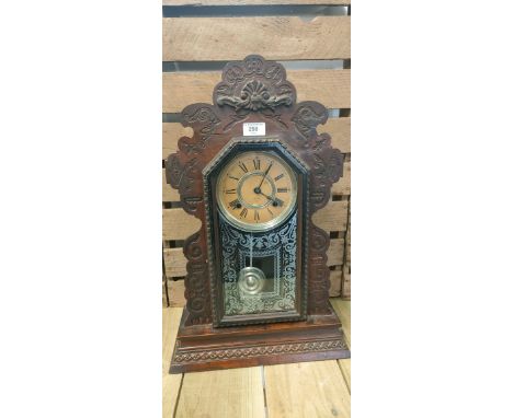 American ginger bread mantle clock with key &amp; pendulum 