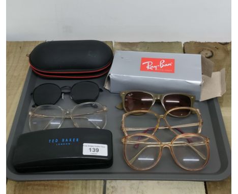 A collection of vintage designer sun glasses; Christian Dior, Ray bans, Anglo American optical, ted baker &amp; others 