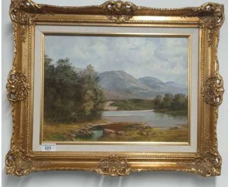 A contemporary oil painting on canvas titled "Loch an Eilein" signed Jack R Mould dated 1981, Comes with certificate. [Frame-