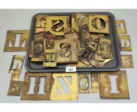 A selection of vintage brass letter stencils, varying sizes. [Large size- 10x10cm]