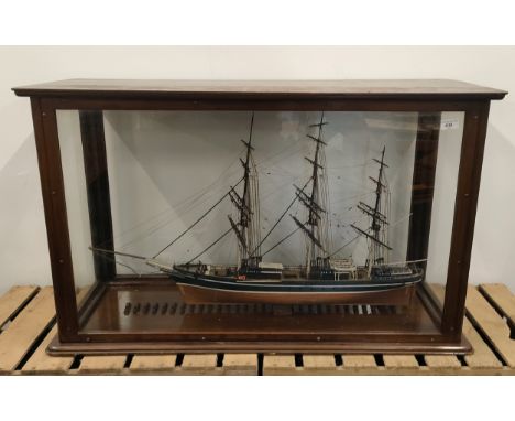 A Large cased Galleon ship model, Fitted within a wood and glass display case. [Case-61.5x104x41cm] 